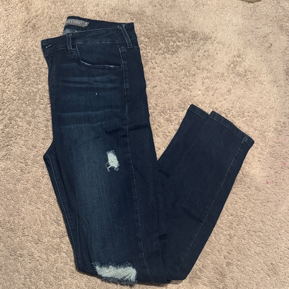 Just USA Dark Blue Ripped Skinny Jeans